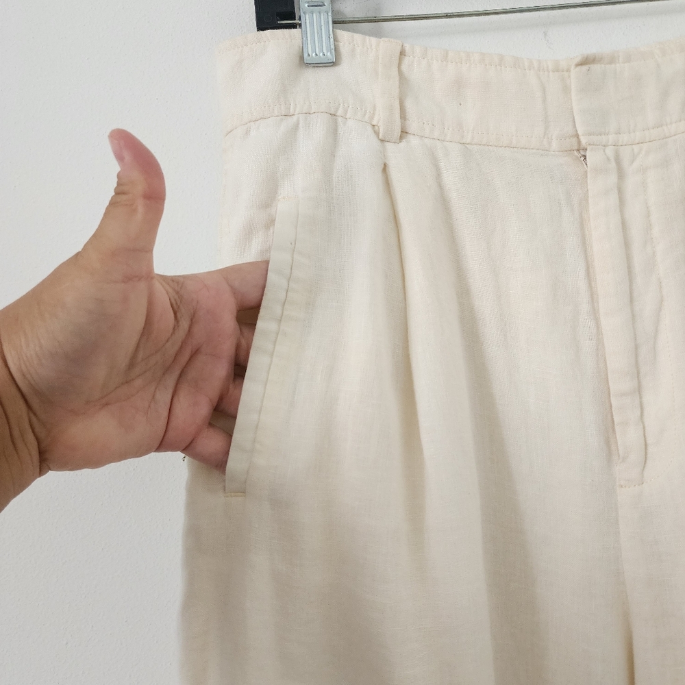 Everlane Linen Way High Wide Leg Pants in cream Size 10 - Picture 9 of 15